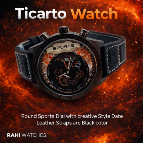 Ticarto Sports Watch – Black Dial with Date Display